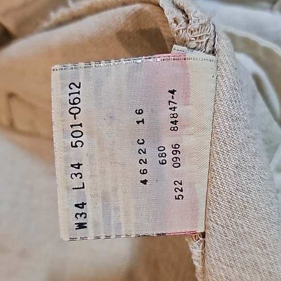 VTG Levi's 501 Cutoffs Shorts Bermuda Jorts Denim Jeans 1990 Button Fly Beige 34 - Picture 6 of 12